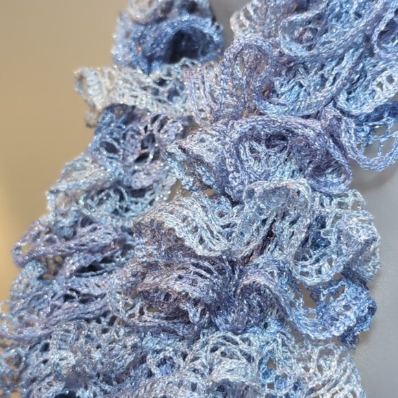 3/$20 Set of 2 Handmade Infinity Scarves Metallic Knit Ruffled Fall Winter - Picture 6 of 9